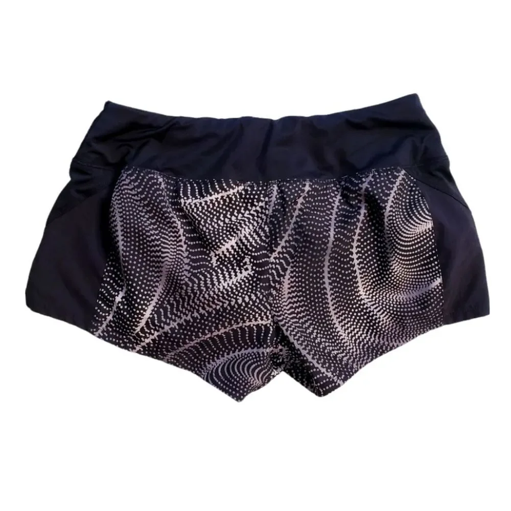 Nike Dri Fit Womens Silky Elastic Black Grey Running Shorts Size Small‎